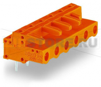 MCS MIDI Classic Розетка под пайку THT; 0.6 x 1.0 mm solder pin; угловые; Шаг контактов 7,62 мм; 2-пол.; оранжевые Wago 232-862/045-000