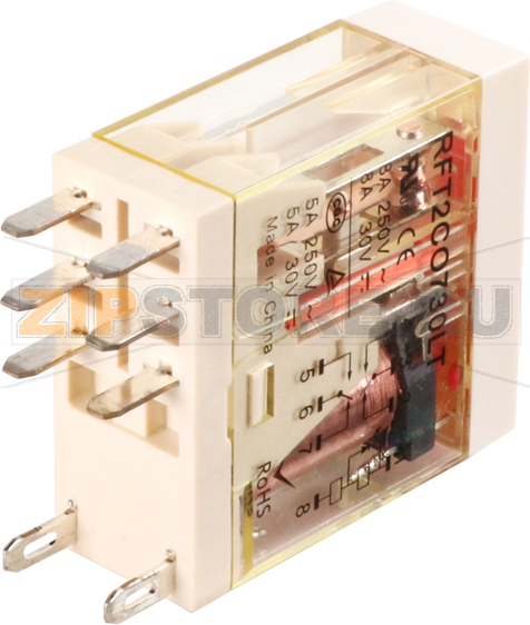Реле миниатюрное (2CO), 8A, AC 230V с LED индикацией и кнопкой тест Shenler RFT2CO730LT 