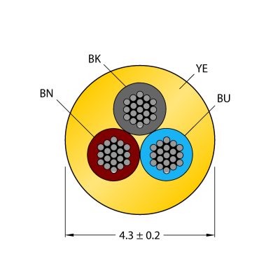 Кабель в катушке Turck CABLE3X0.34-XX-PVC-YE-500M/TEY 