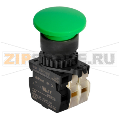 Выключатель кнопочный, головка: грибовидная, Ø отверстия: 22/25 мм Autonics S2BR-P1GA2B 