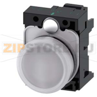 СВЕТОВОЙ ИНДИКАТОР, 22MM, КРУГЛЫЙ, ПЛАСТИК, БЕЛЫЙ МАТОВЫЙ РАССЕИВАТЕЛЬ, С ДЕРЖАТЕЛЕМ, МОДУЛЬ ПОДСВЕТКИ С ИНТЕГРИРОВАННЫМ СВЕТОДИОДОМ 24V AC/DC,  ПРУЖИННЫЕ КЛЕММЫ Siemens 3SU1102-6AA60-3AA0