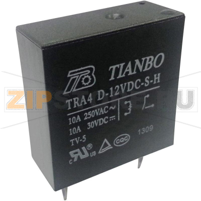 Реле электромагнитное 12 В/DC, 10 А, 1 шт Tianbo TRA4 D-12VDC-S-H 