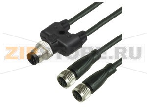 Сплиттер датчика-исполнительного устройства Y connection cable V1-G-BK0,3M-PUR-A-T-V1-G Pepperl+Fuchs Описание оборудованияY connecting cable, M12 to 2xM12, 4-pin, PUR cable