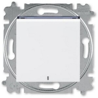 Выключатель кнопочный, одноклавишный, с подсветкой, белый/дымчатый чёрный ABB 2CHH599147A6062