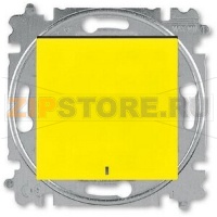 Выключатель кнопочный, одноклавишный, с подсветкой, жёлтый/дымчатый чёрный ABB 2CHH599147A6064