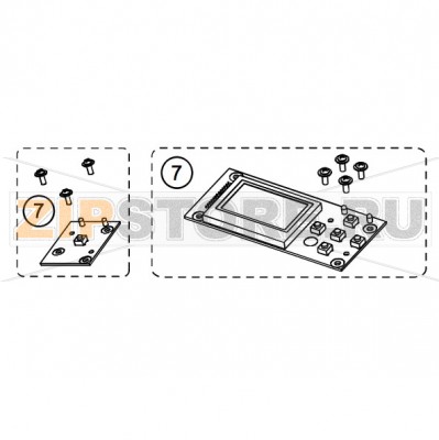 LCD-дисплей в сборе принтера Datamax E-4206P, E-4206L Mark III ЖК-экран в сборе принтера Datamax E-4206P, E-4206L Mark IIIЗапчасть на сборочном чертеже под номером: 7Название запчасти Datamax на английском языке: LCD Assy Kit
