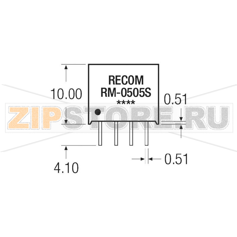 Преобразователь DC/DC, печатный монтаж, 12 В/DC, 5 В/DC, 50 mA, 0.25 Вт Recom RM-1205S 