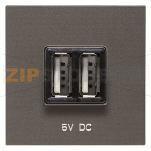 USB-переходник, 2М, 2х750 мА, 1х1500 мА, антрацитовый ABB 2CLA228500N1801 