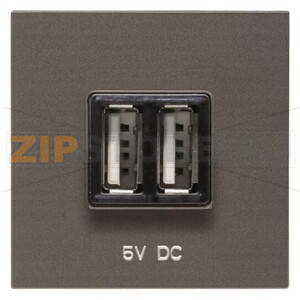 USB-переходник, 2М, 2х750 мА, 1х1500 мА, антрацитовый ABB 2CLA228500N1801 