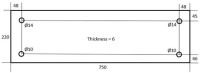DOOR GLASS FOR OVEN 750x220x6 mm