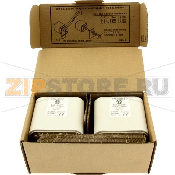 Предохранитель, 1400 A, AC 850 В, size 3, 76x76x76 мм, aR, IEC Eaton FUSE 1400A 850V 3BN/75 AR 