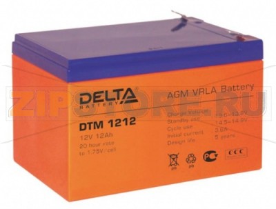 Delta DTM 1212 Свинцово-кислотный аккумулятор Delta DTM 1212 (характеристики): Напряжение - 12 В; Емкость - 12 Ач; Габариты: 151 мм x 98 мм x 101 мм, Вес: 3,9 кгТехнология аккумулятора: AGM VRLA Battery