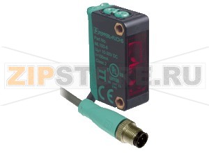 Диффузный датчик Diffuse mode sensor ML100-8-1000-RT/103/115b Pepperl+Fuchs Описание оборудованияDiffuse mode sensor, plastic housing, 1000 mm adjustable detection range, red light, light/dark on, npn output, fixed cable with M12 plug