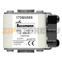 Предохранитель, 900 A, AC 550 В, 200 кА, size 1, 53x69x51 мм, aR, IEC UL Eaton FUSE 900A 550V
