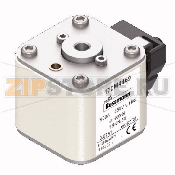 Предохранитель, 900 A, AC 550 В, 200 кА, size 1, 53x69x51 мм, aR, IEC UL Eaton FUSE 900A 550V 