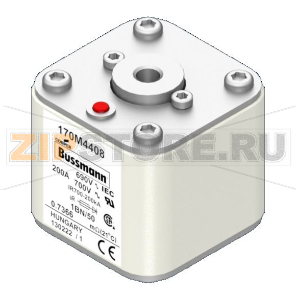 Предохранитель, 900 A, AC 550 В, 200 кА, size 1, 53x69x51 мм, aR, IEC UL Eaton FUSE 900A 550V 