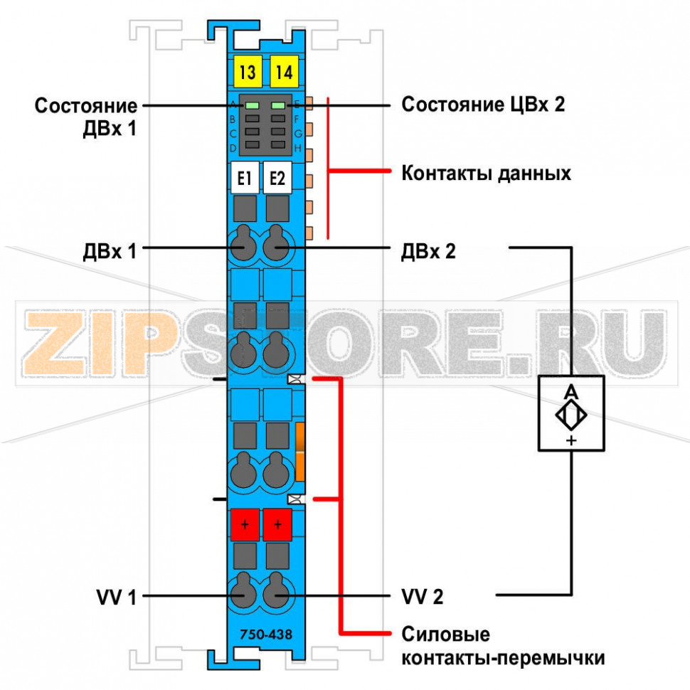 2-канальный дискретный вход; NAMUR; Искробезопасный; - Wago 750-438 