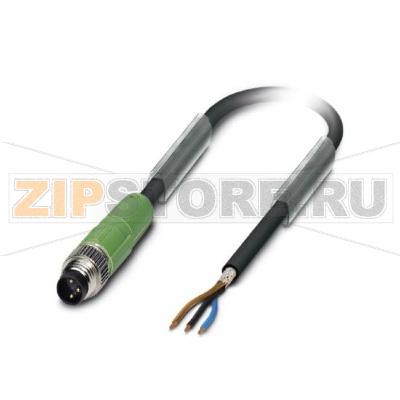 Кабель для датчика / исполнительного элемента Phoenix Contact SAC-3P-M 8MS/ 0,2-PUR SH 3-полюсн., PUR без галогенов, темно-серый RAL 7021, экранирован., Штекеры прямое M8, к свободный конец, Длина кабеля: 0,2 м.Минимальный заказ: 25 шт.Упаковка: 5 шт.