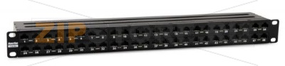 Hyperline PPHD-19-48-8P8C-C6A-110D Патч-панель высокой плотности 19&#039;&#039;, 1U, 48 портов RJ-45, неэкранированная, категория 6A, Dual IDC 