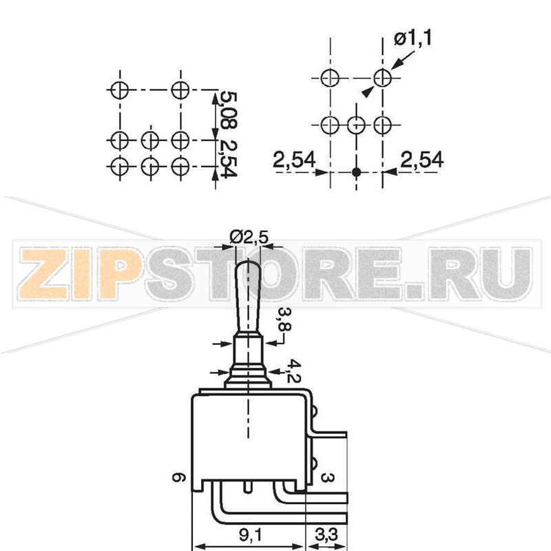 Тумблер 48 В/DC/AC, 0.5 А, 1 x вкл/вкл, 1 шт APEM TL36W010400 