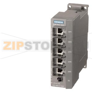 SCALANCE X005, IE Entry Level Switch unmanaged 5x 10/100 Mbit/s RJ45 ports, LED diagnostics, IP30, 24 V DC power supply, PROFINET-compliant securing collars, Extended temperature range  -40 &amp;#176;C...+75 &amp;#176;C, Manual available as a download Siemens 6GK 