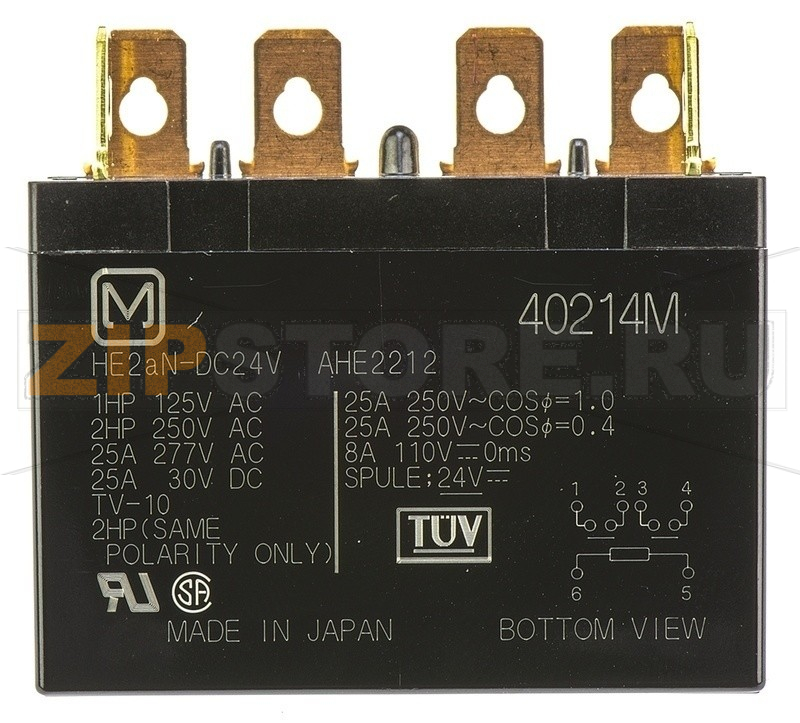 Реле электромагнитное 24 В/DC, 25 А, 1 шт Panasonic HE2AN24 