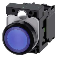 КНОПКА С ПОДСВЕТКОЙ, 22MM, КРУГЛАЯ, ПЛАСТИК, СИНЯЯ, ПЛОСКАЯ КНОПКА, КОНТАКТЫ МГНОВЕННОГО ДЕЙСТВИЯ, С ДЕРЖАТЕЛЕМ, 1NO, МОДУЛЬ ПОДСВЕТКИ С ИНТЕГРИРОВАННЫМ СВЕТОДИОДОМ 110V AC, ВИНТОВЫЕ КЛЕММЫ, С ГРАВИРОВКОЙ ЛАЗЕРОМ, LOWER CASE Siemens 3SU1103-0AB50-1BA0-Z&n