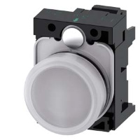 СВЕТОВОЙ ИНДИКАТОР, 22MM, КРУГЛЫЙ, ПЛАСТИК, БЕЛЫЙ МАТОВЫЙ РАССЕИВАТЕЛЬ, С ДЕРЖАТЕЛЕМ, МОДУЛЬ ПОДСВЕТКИ С ИНТЕГРИРОВАННЫМ СВЕТОДИОДОМ 230V AC,  ПРУЖИННЫЕ КЛЕММЫ, С ГРАВИРОВКОЙ ЛАЗЕРОМ, SYMBOL NUMBER ACC. TO, ISO7000 OR IEC60417 Siemens 3SU1106-6AA60-3AA0-Z