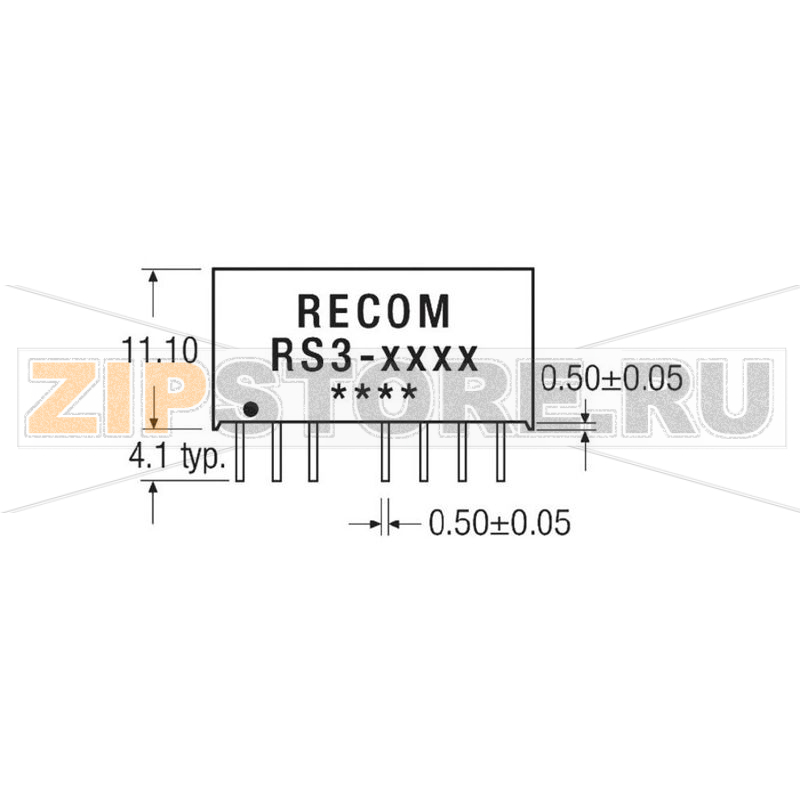 Преобразователь DC/DC, печатный монтаж, 5 В/DC, -5 В/DC, 300 mA Recom RS3-0505D 