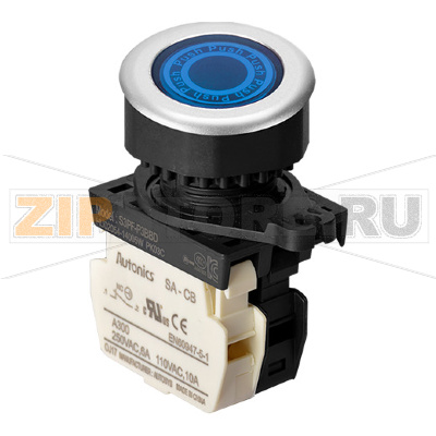 Выключатель кнопочный, головка: круглая, утопленная, Ø отверстия: 30 мм Autonics S3PF-P3BBDM 