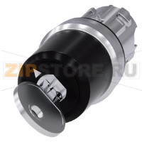 замковый переключатель Siemens с контролем наличия ключа, 22 мм, цилиндрической формы, металл, глянцевый, номер замка SSG10 с 2 ключами, 2 коммутационных положения O-I, с фиксацией, угол коммутации 90°, 10:30 ч/13:30 ч, извлечение/выброс ключа в поло