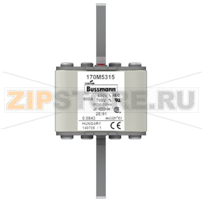 Предохранитель, 900 A, AC 690 В, 200 кА, size 2, 61x61x126 мм, aR, IEC Eaton FUSE 900A 690V 2E/ 