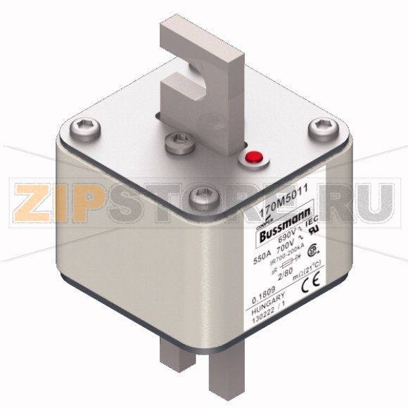 Предохранитель, 550 A, AC 690 В, 200 кА, 2, 61x61x108 мм, aR, DIN, IEC Eaton FUSE 550A 690V 2/8 