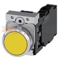 КНОПКА, 22MM, КРУГЛАЯ, МЕТАЛЛИЧЕСКАЯ ГЛЯНЦЕВАЯ, ЖЁЛТАЯ, ПЛОСКАЯ КНОПКА, КОНТАКТЫ МГНОВЕННОГО ДЕЙСТВИЯ, С ДЕРЖАТЕЛЕМ, 1NO+1NC, ВИНТОВЫЕ КЛЕММЫ, С ГРАВИРОВКОЙ ЛАЗЕРОМ, SYMBOL NUMBER ACC. TO, ISO7000 OR IEC60417 Siemens 3SU1150-0AB30-1FA0-Z&nbsp;Y13