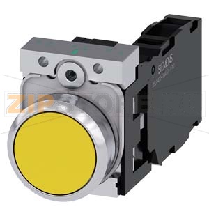 КНОПКА, 22MM, КРУГЛАЯ, МЕТАЛЛИЧЕСКАЯ ГЛЯНЦЕВАЯ, ЖЁЛТАЯ, ПЛОСКАЯ КНОПКА, КОНТАКТЫ МГНОВЕННОГО ДЕЙСТВИЯ, С ДЕРЖАТЕЛЕМ, 1NO+1NC, ВИНТОВЫЕ КЛЕММЫ, С ГРАВИРОВКОЙ ЛАЗЕРОМ, SYMBOL NUMBER ACC. TO, ISO7000 OR IEC60417 Siemens 3SU1150-0AB30-1FA0-Z&amp;nbsp;Y13 