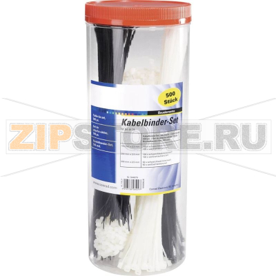 Стяжки кабельные 300 мм, черные, серые, 500 шт TRU Components 544979 