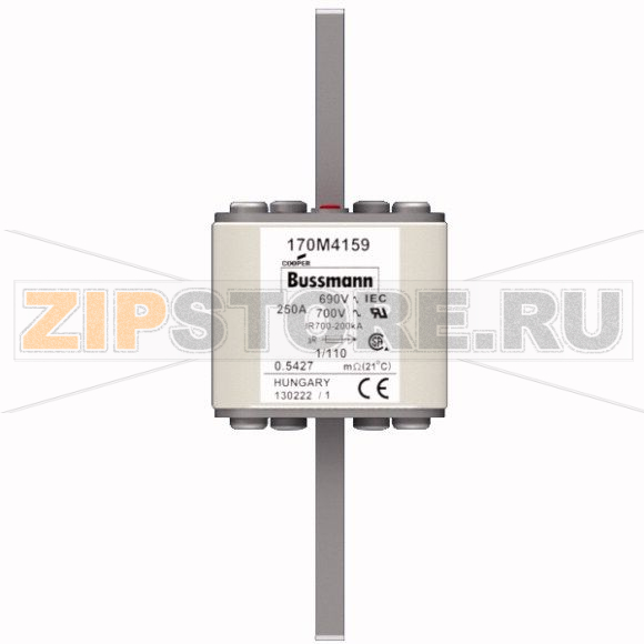 Предохранитель, 250 A, AC 690 В, 200 кА, DIN 1, 53x66x138 мм, aR, DIN, IEC Eaton FUSE 250A 690V 