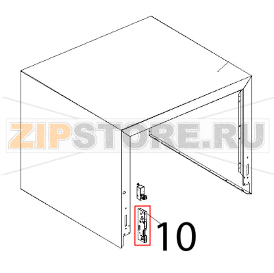 Attacco cerniera porta forno ribalta L.M. Unox XF 130 Attacco cerniera porta forno ribalta L.M. Unox XF 130Запчасть на деталировке под номером: 10