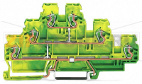 Трехуровневые клеммы; 6-проводные клеммы с заземлением; PE; без нанесения маркировки; внутреннее объединение; для DIN-рейки 35 x 15 и 35 x 7,5; 2,5 мм; CAGE CLAMP®; 2,50 mm; зеленые-желто Wago 870-557