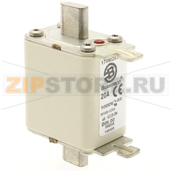 Предохранитель, 20 A, AC 1000 В, 125 кА, DIN 00, aR, DIN, IEC Eaton FUSE 20A 1000V DIN 00 AR 