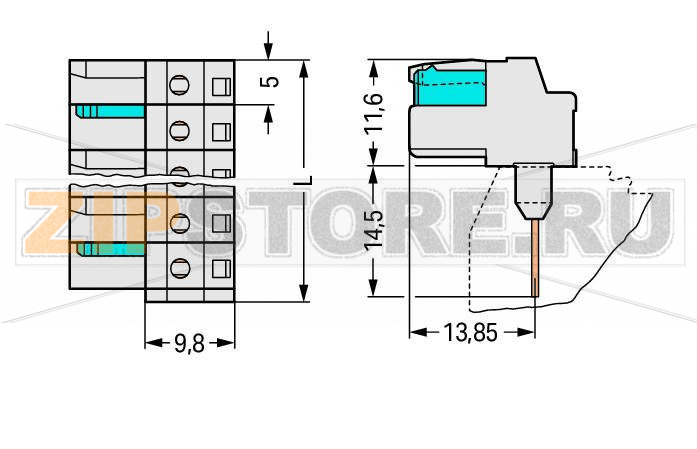 MCS MIDI Розетка для клемм на рейку; 0.6 x 1 mm pins; угловые; 100% защита от неправильного подсоединения; Шаг контактов 5 мм; 5-пол.; светло-серые Wago 722-235/005-000 Съемные соединители для клемм, монтируемых на рейку, оснащенные технологией CAGE CLAMP®Розетки с длинными контактными выводами подсоединяются к монтажным отверстиям клемм, монтируемых на DIN-рейку, серии 280Розетки имеют защиту от касания в неподключенном состоянии, что обеспечивает дополнительную безопасность100% защита от неправильного подсоединенияВозможны варианты кодировки...