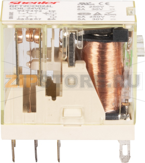Реле миниатюрное (2CO), 8A, DC 24V Shenler RFT2CO024 