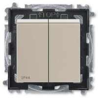 Выключатель двухклавишный, кофе макиато/белый ABB 2CHH595940A4018