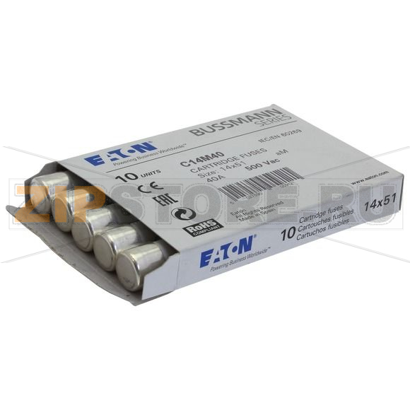 Предохранитель, 40 A, AC 500 В, 120 кА, 14x51 мм, aM, IEC Eaton CYLINDRICAL FUSE 14x51 40A AM 5 