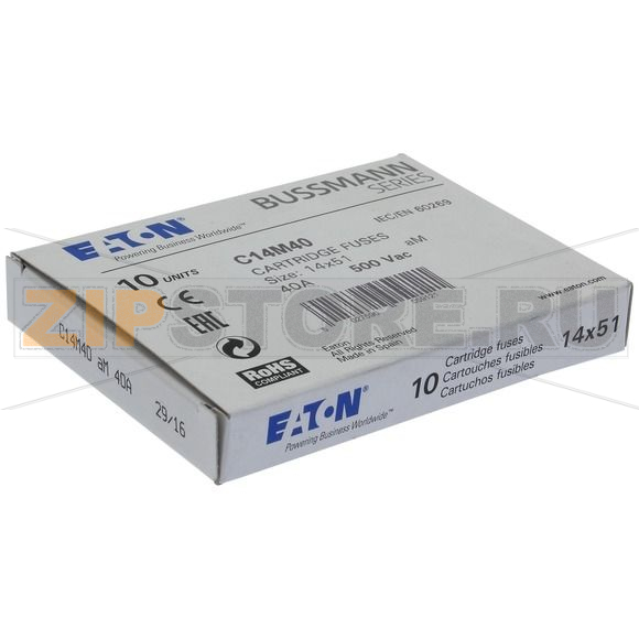 Предохранитель, 40 A, AC 500 В, 120 кА, 14x51 мм, aM, IEC Eaton CYLINDRICAL FUSE 14x51 40A AM 5 