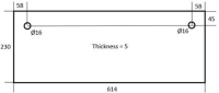 DOOR GLASS FOR OVEN 614x230x5 mm