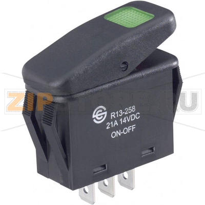 Переключатель клавишный 14 В/DC, 21 А, 1 x выкл/вкл, IP66 TRU Components TC-R13-258B B/G 