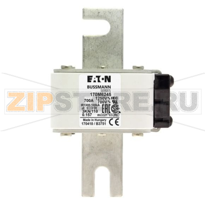 Предохранитель, 700 A, AC 1250 В, 100 кА, size 3, 76x92x139 мм, aR, DIN, IEC Eaton FUSE 700A 12 