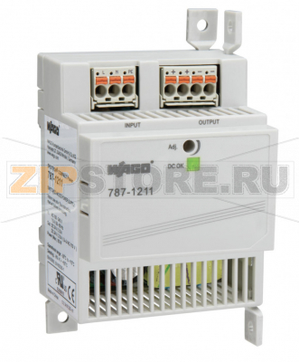 Switched-mode power supply; Compact; 1-phase; 12 VDC output voltage; 5 A output current; DC-OK LED Wago 787-1211 Features:Switched-mode power supplyStepped profile for installation in standard distribution boardsRemovable front panel and screw mounts for alternative installation in distribution boxes or devicesPluggable picoMAX® Connection Technology (tool-free)Suitable for both parallel and series operationElectrically isolated output voltage (SELV) per EN 60335-1 and UL 60950-1; PELV per EN 60204...