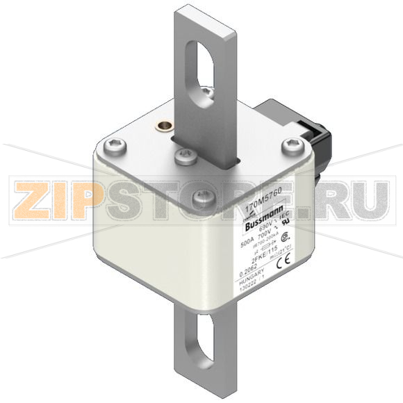 Предохранитель, 500 A, AC 690 В, 200 кА, size 2, 61x77x135 мм, aR, IEC UL Eaton FUSE 500A 690V 